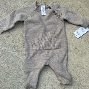 Soft Knit Kids Footie in Beige